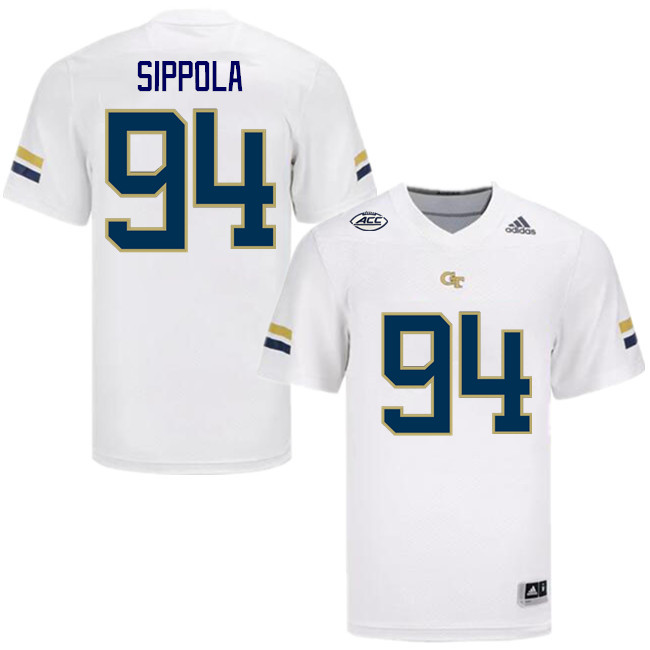 Men-Youth #94 Chase Sippola Georgia Tech Yellow Jackets 2023 College Football Jerseys Stitched-White